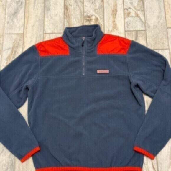 Vineyard Vines men's medium blue/red Fleece Shep Warm Pullover MSRP $130 - Picture 1 of 5